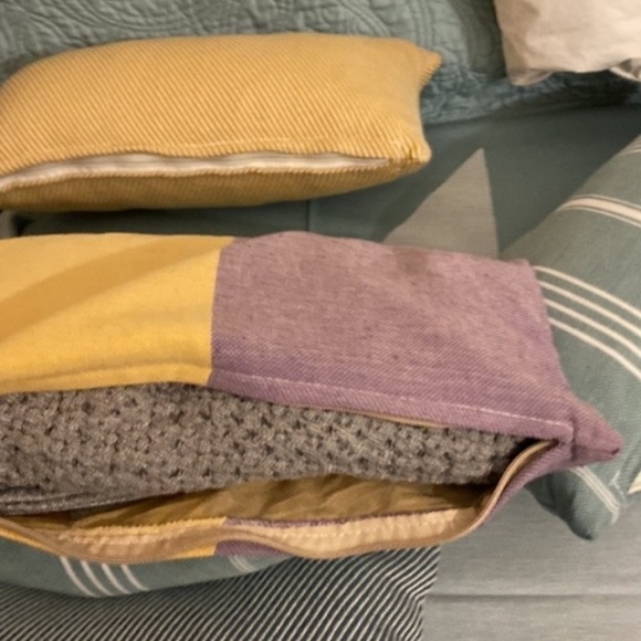 Golden Yellow Diagonal Stripe Perfect Size Pillow Poly Hypoallergenic Fill - Picture 10 of 12